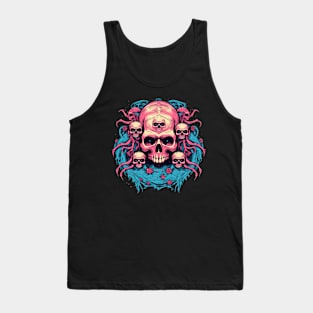 Wiccan Skull with Flowers and Little Skulls Tank Top